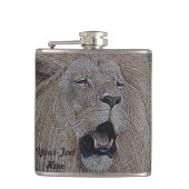 Löwe brüllt große Katze Wildlebewesen realistische Flachmann (Vorderseite)