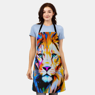 Löwe bunte blaue Augen hellblau Schürze