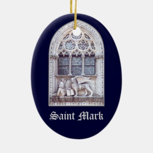 Löwe-Buntglas-Fenster Sans Marco Winged Keramikornament (Hinten)