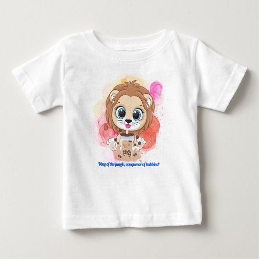 Löwe-Cartoon trinkt Bobba-Tee Baby T-shirt (Vorderseite)