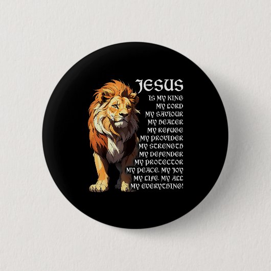 Löwe Christlich Jesus Ist Mein König, Gott, Herr, Button (Vorderseite)