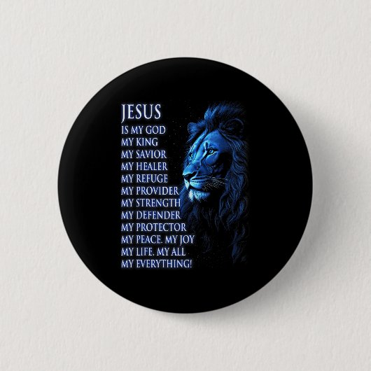 Löwe Christlich Jesus Ist Mein König, Gott, Herr,  Button (Vorderseite)