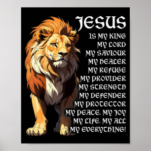 Löwe Christlicher Jesus Ist Mein König, Gott, Herr Poster