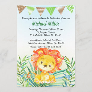 Löwe-CUB-Aquarell-Baby-Widmungs-Einladung Einladung