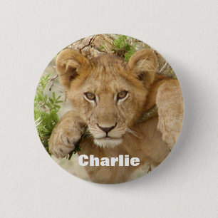 Löwe CUB knöpfen ODER runder Namensschild Button