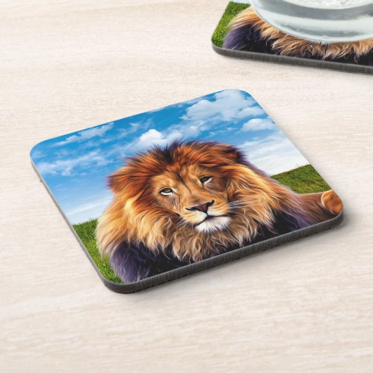 Löwe der König des Waldes-15475 Getränkeuntersetzer (Linke Seite)