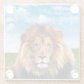 Löwe der König des Waldes-15475 Glasuntersetzer (Rückseite)
