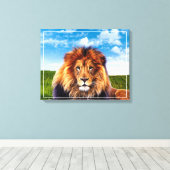 Löwe der König des Waldes-15475 Leinwanddruck (Insitu (Holzboden))