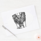 Löwe, der Lamm-Tätowierung schützt Ovaler Aufkleber (Umschlag)