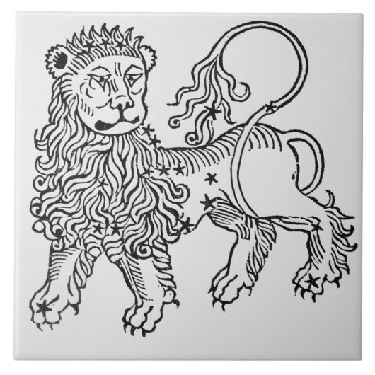 Löwe (der Löwe) eine Illustration vom 'Poeticon Fliese (Vorderseite)