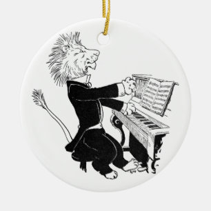 Löwe, der Zeichnen Klavier-antikes Louis-Wain Keramik Ornament