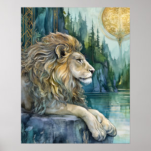 Löwe des verzauberten Reiches Fantasy-Kunst Poster