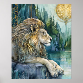 Löwe des verzauberten Reiches Fantasy-Kunst  Poster