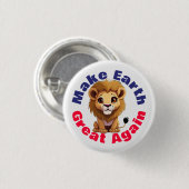 Löwe, die Erde wieder groß machen, Niedliche Umwel Button (Vorne & Hinten)