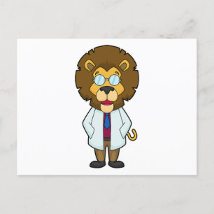 Löwe Doktor Doktorenmantel Postkarte