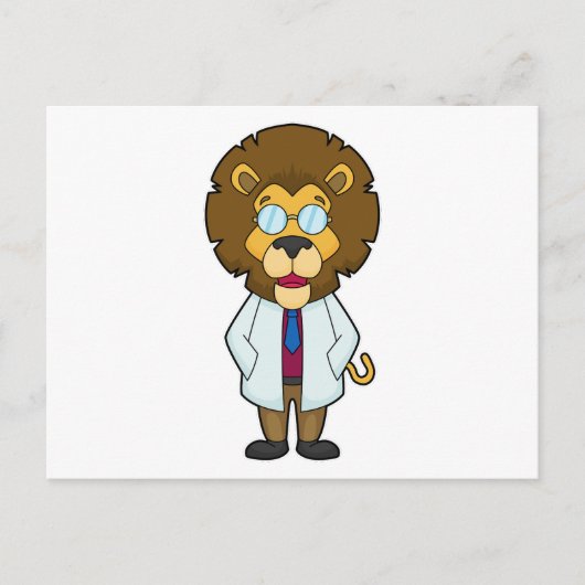 Löwe Doktor Doktorenmantel Postkarte (Vorderseite)