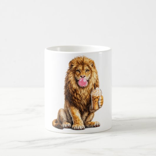Löwe Eiscafé Kaugummi Trend Tier Kaffeetasse (Mittel)