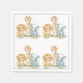 Löwe Elefant Giraffe Dusterblau Kinder     Serviette (Vorderseite)