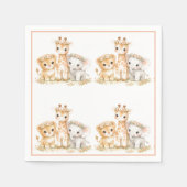 Löwe Elefant Giraffe Erröten Rosa Pastell Kinder Serviette (Vorderseite)