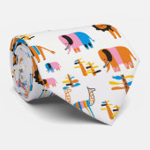 Löwe, Elefant mit Giraffe und Bäume im Weiß Krawatte (Gerollt)