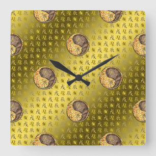 Löwe & Erddrache Quadratische Wanduhr