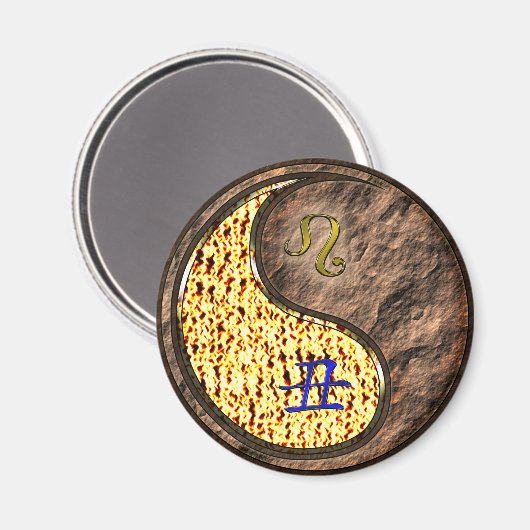 Löwe & Erde Ochse Magnet (Vorderseite/Rückseite)