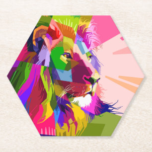 Löwe Farbige Prismatische Pop-Art-Gestaltung-62501 Untersetzer