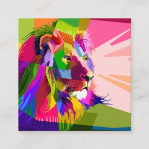 Löwe Farbprismatisches Pop-Art-Design-62501 Quadratische Visitenkarte