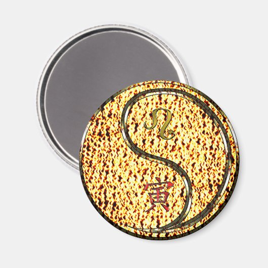 Löwe & Feuer Tiger Magnet (Vorderseite/Rückseite)
