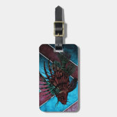 Löwe-Fisch-Gepäckanhänger mit Lederband Gepäckanhänger (Vorderseite vertikal)