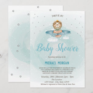 Löwe Flugzeug Drive By Baby Shower Einladung