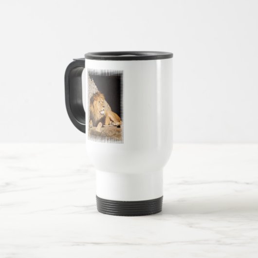 Löwe-Foto-Schale Reisebecher (Vorderseite Links)