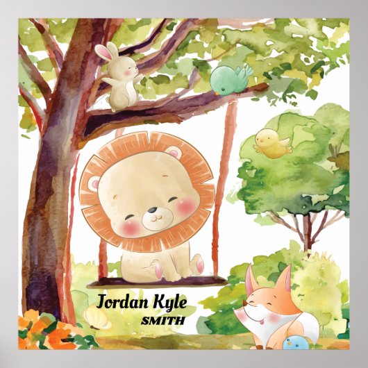 Löwe, Fox, Sonne und Vögel Blush Poster (Vorne)