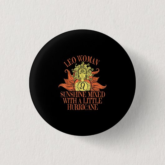 Löwe Frau Sternzeichen Juli August Geburtstag Button (Vorderseite)