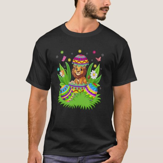 Löwe Frohe Ostern Hase Eiersuche Löwe Ostern T-Shirt (Vorderseite)
