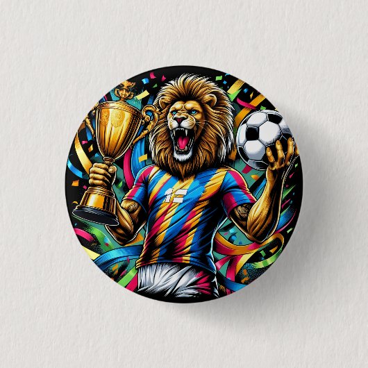 Löwe Fußballmeister-Trophäe Fußball Sieg Button (Vorderseite)