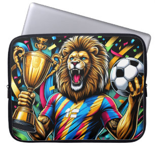 Löwe Fußballmeister-Trophäe Fußball Sieg Laptopschutzhülle