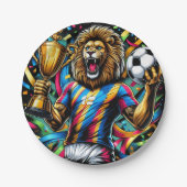 Löwe Fußballmeister-Trophäe Fußball Sieg Pappteller (Vorderseite)