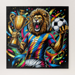 Löwe Fußballmeister-Trophäe Fußball Sieg Puzzle