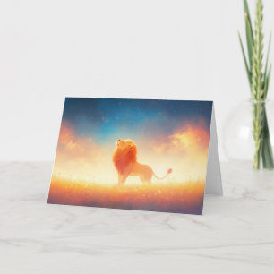 Löwe gebadet in der Umarmung des Sonnenuntergangs Karte