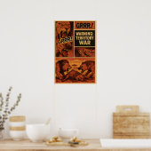 Löwe gegen Hyäne – Revierkampf Comic Panel Poster (Küche)