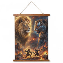 Löwe gegen Tiger Epische Fantasy-Schlacht Wandbeha