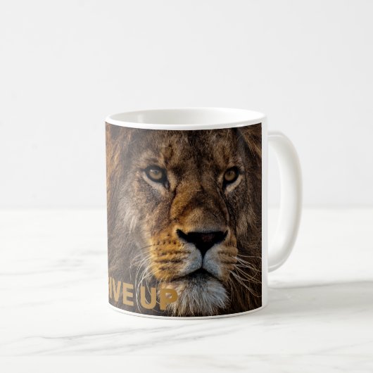 Löwe - Gib niemals auf Kaffeetasse (VorderseiteRechts)