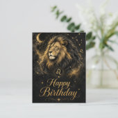 Löwe Happy Birthday Sternzeichen Design Postkarte (Stehend Vorderseite)