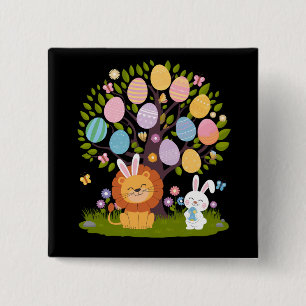 Löwe Hase Ostern Süß Baum Jagd Eier Button