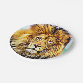 Löwe-Hauptdigital-Malerei Pappteller (Schrägansicht)