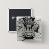 Löwe-Hauptstadt von der Säule des Kaisers Ashoka Button (Vorne & Hinten)