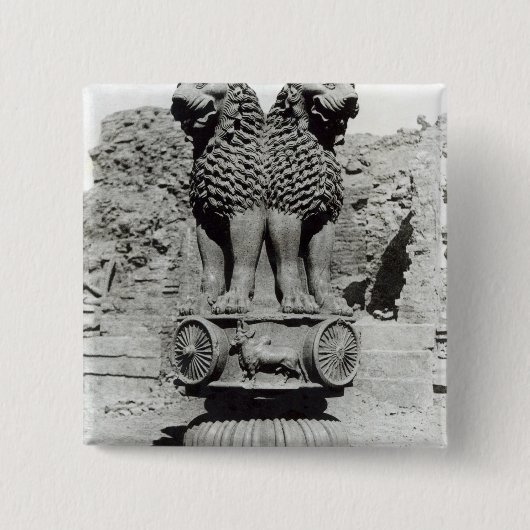 Löwe-Hauptstadt von der Säule des Kaisers Ashoka Button (Vorderseite)