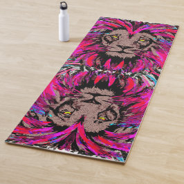 Löwe Head Yoga Mat - Blue Pink Lion - Wildlife Yogamatte