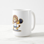 Löwe hebt leichte Gewichte – Süße Gym-Tier-Illus Kaffeetasse (VorderseiteRechts)